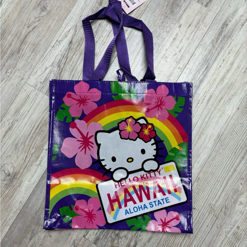 Hello Kitty Aloha Hawaii Reusable Tote Bag All-Over Print NWT